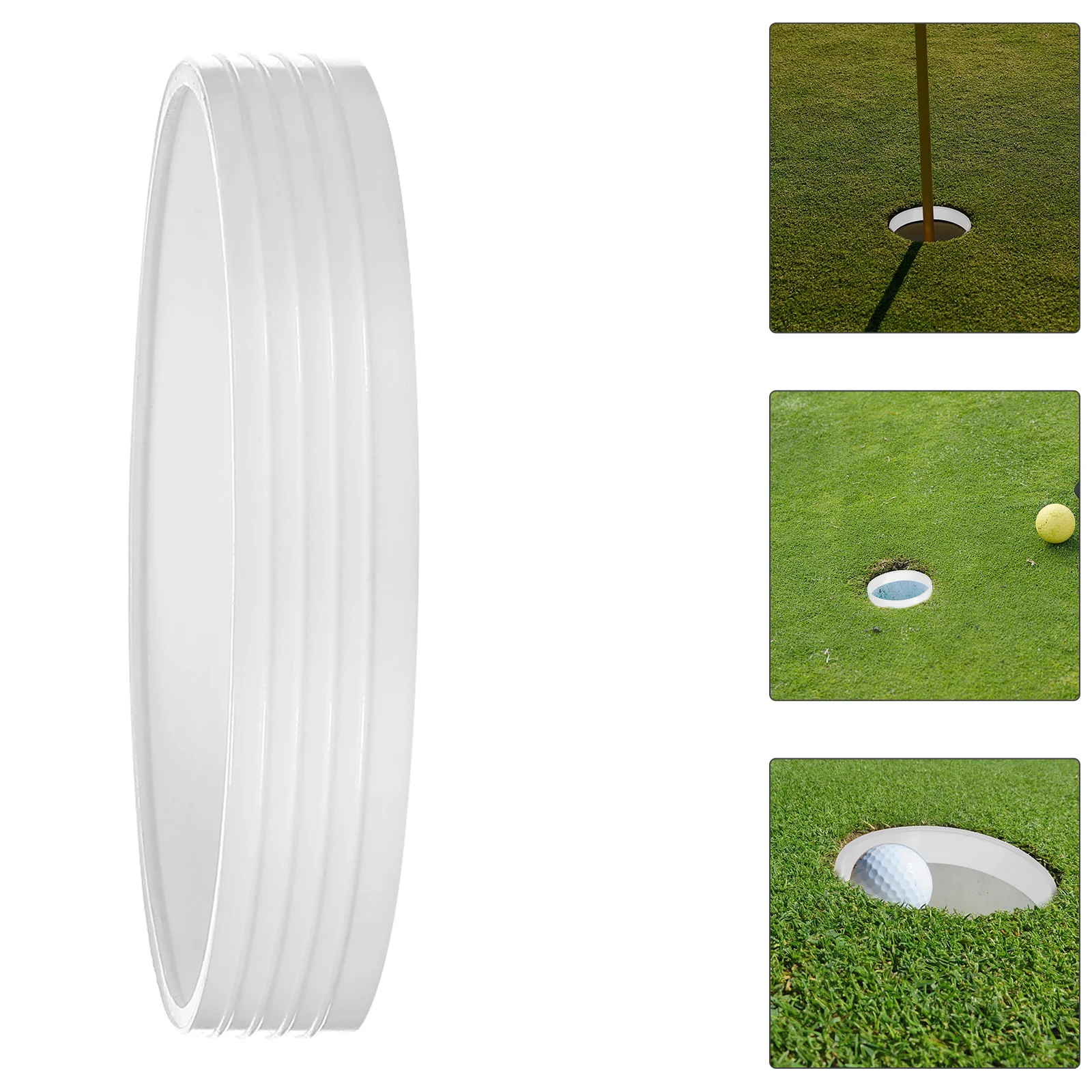 

6Pcs Golf Course Hole Cup Collars White 11x11x2cm Weather Resistant Putting Training Aid for Outdoor Indoor Cup