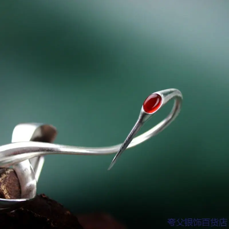 Srebrna długa spinka do włosów w stylu żurawia Chińska starożytna spinka do włosów Hanfu do koka Kungfu Szermierz Wojownik Taoistyczny Kapłan Akcesoria do włosów