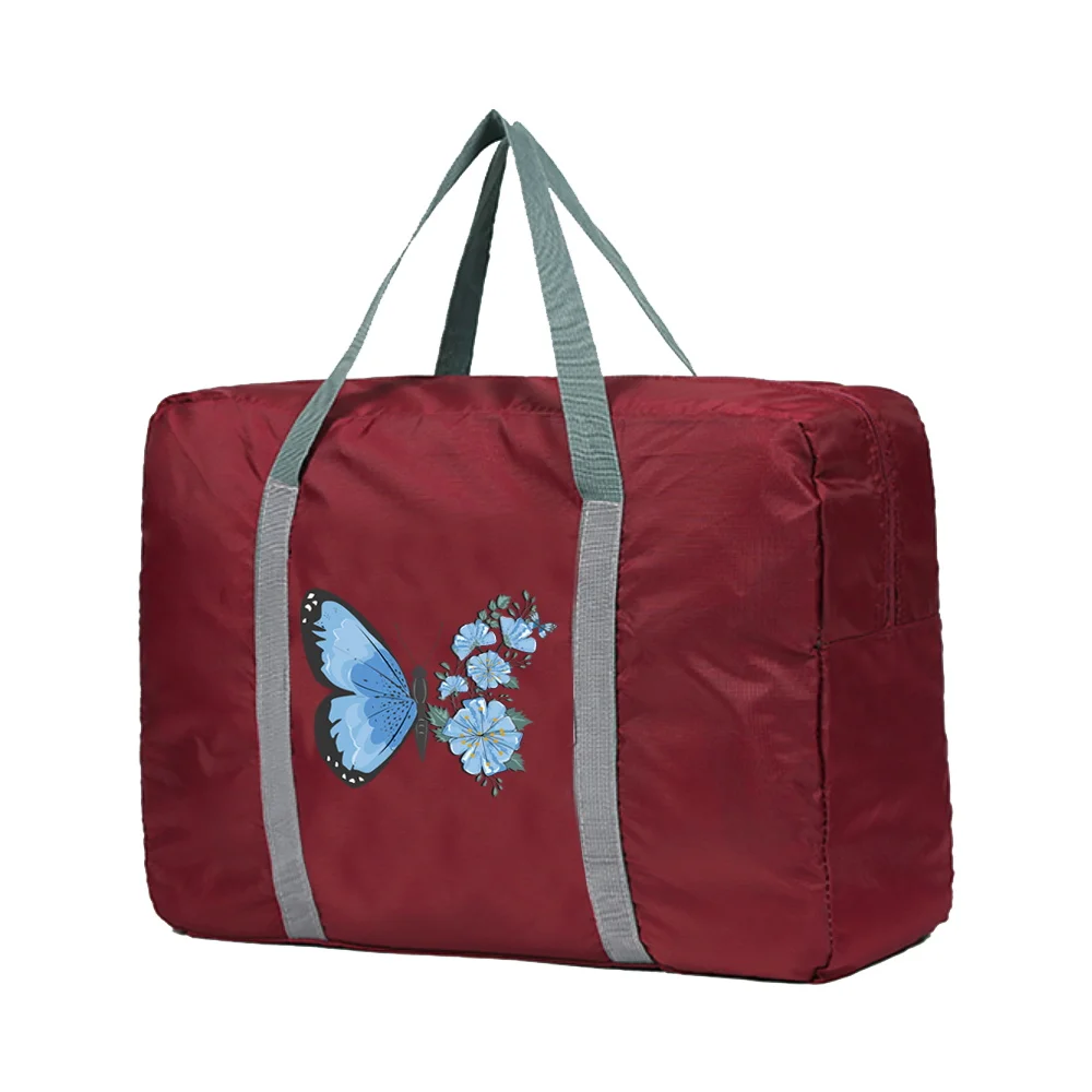 Large Capacity Travel Bags Men Clothing Organize Travel Bag Women Storage Bags  Luggage Bag Handbag Blue Flower Butterfly Series