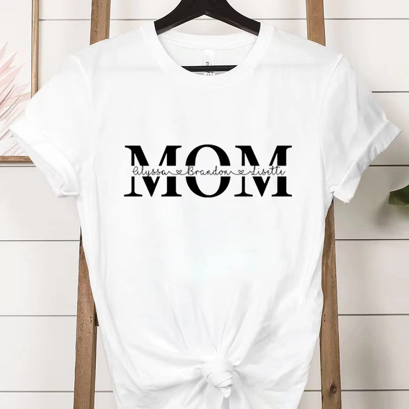 

Женские футболки с коротким рукавом и принтом, забавные футболки с рисунком для мамы, мамы, мамы, модные топы с круглым вырезом, подарок для мамы, женская футболка