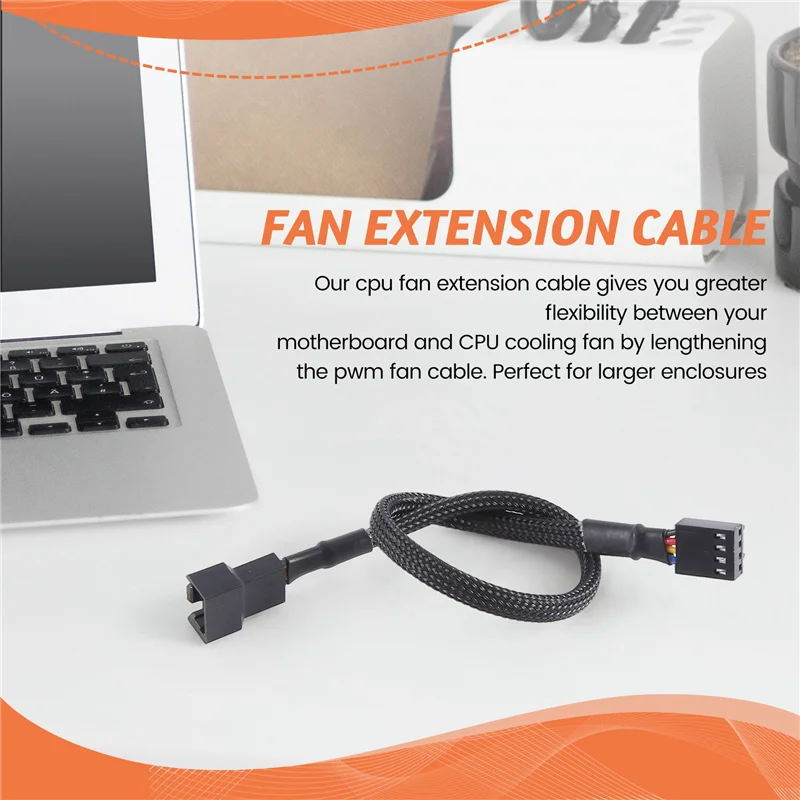

AEE7-PWM Fan Extension Cable - 11.8 Inch PC Fan Extension Cable Compatible With ATX Case 3 Pin & 4 Pin Cooling Fans Durable