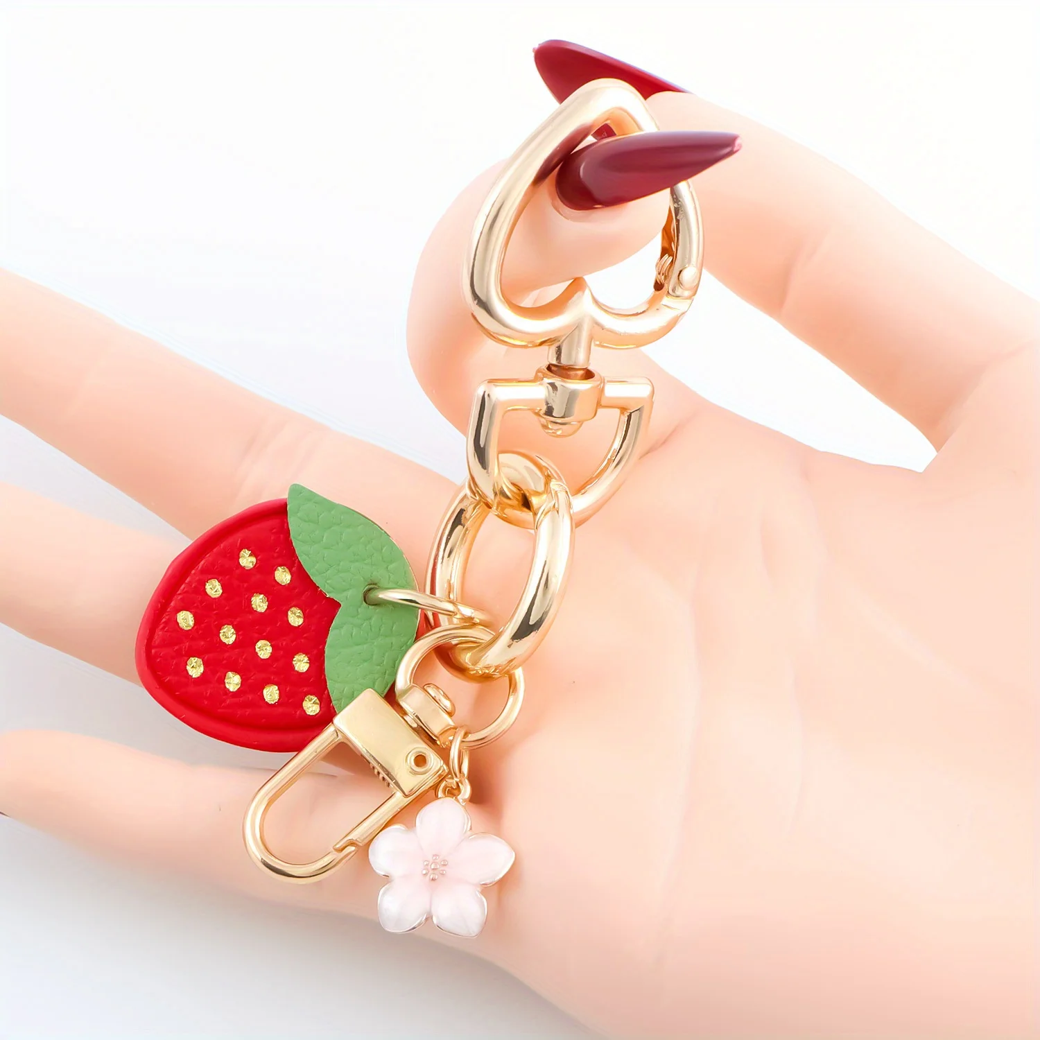 2pcs Love Heart Metal Lobster Keychain Claps Spring Buckle Hook Key Ring Connector for DIY Bag Keychains