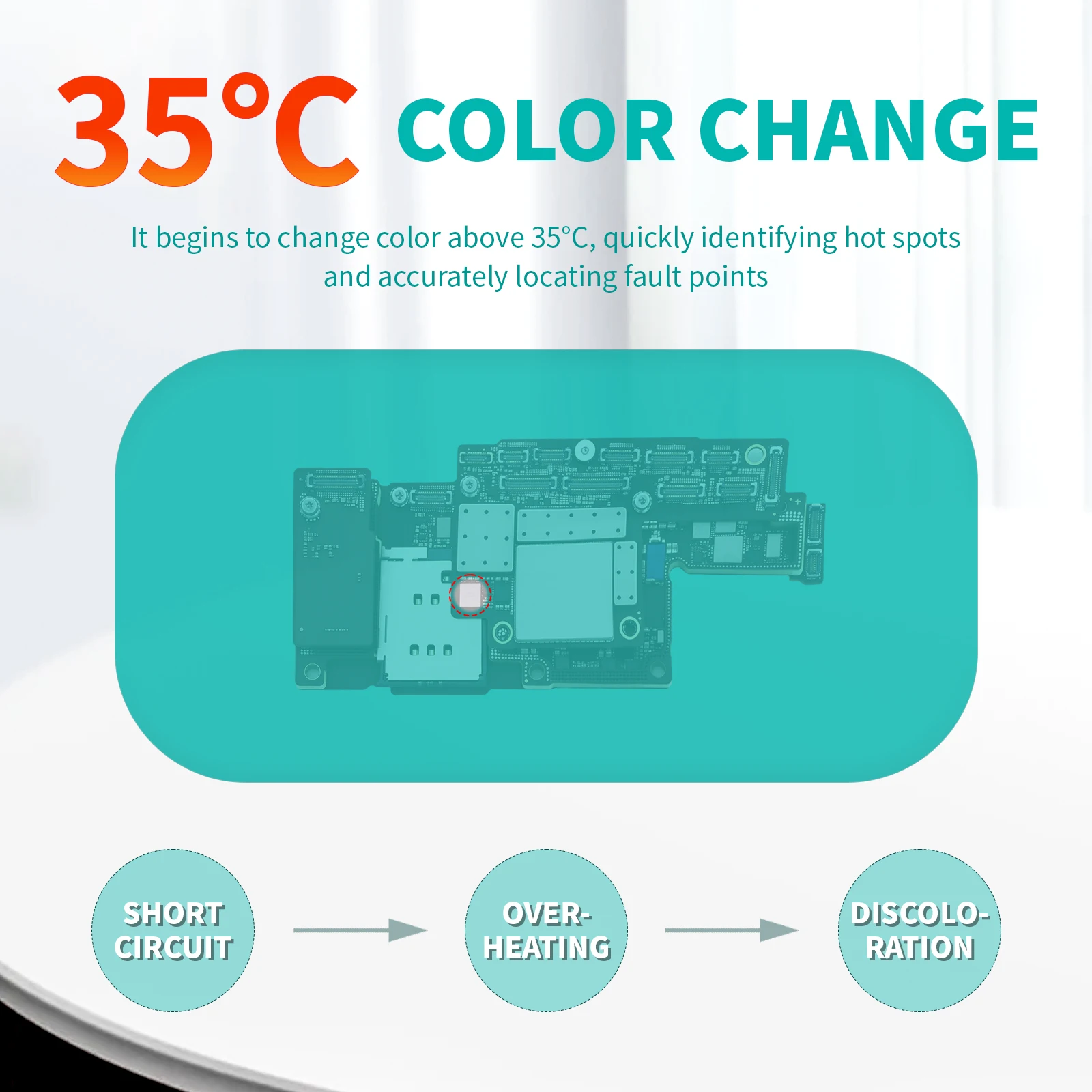 HZY H-607 Motherboard Short-circuit Finder Pad Smokeless&odorless 35°C Color Change Indicator Phone Motherboard Circuit Repair