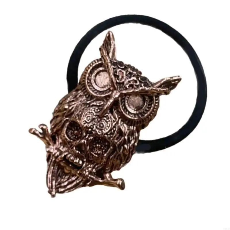 Electroplate Owl Skull Hairband for Women Halloween Party Punk Elastic Hair Rope