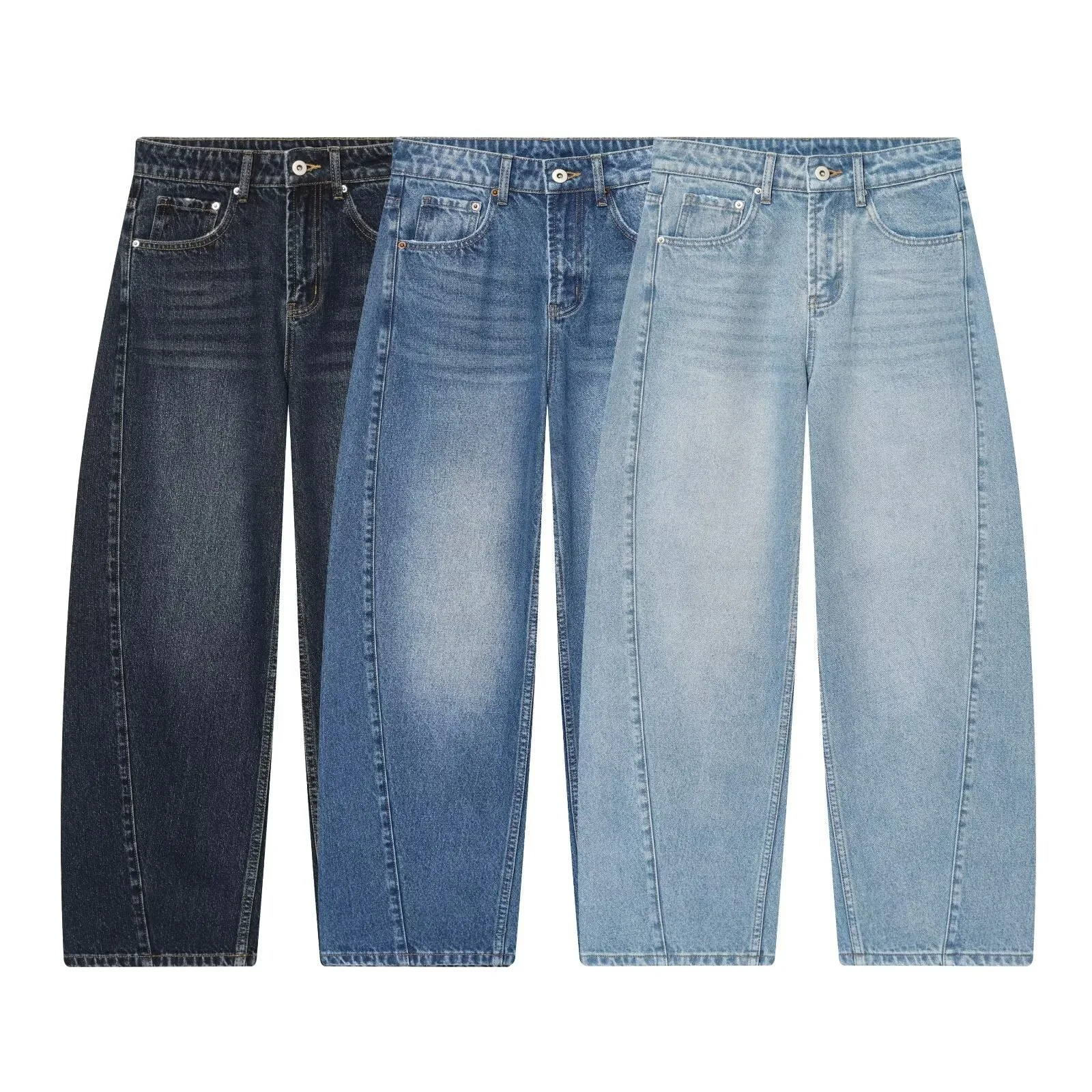 

Withered 2026 European And American Autumn New Loose Casual Mid Waist Loose Bucket Jeans For Women