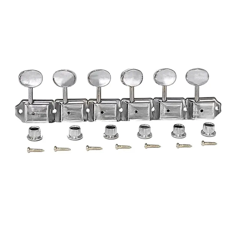 Y49A-Vintage موالف الجيتار الكهربائي 6 في الخط النيكل الفضة آلة رؤساء 6R ضبط مفاتيح أوتاد مجموعة #2