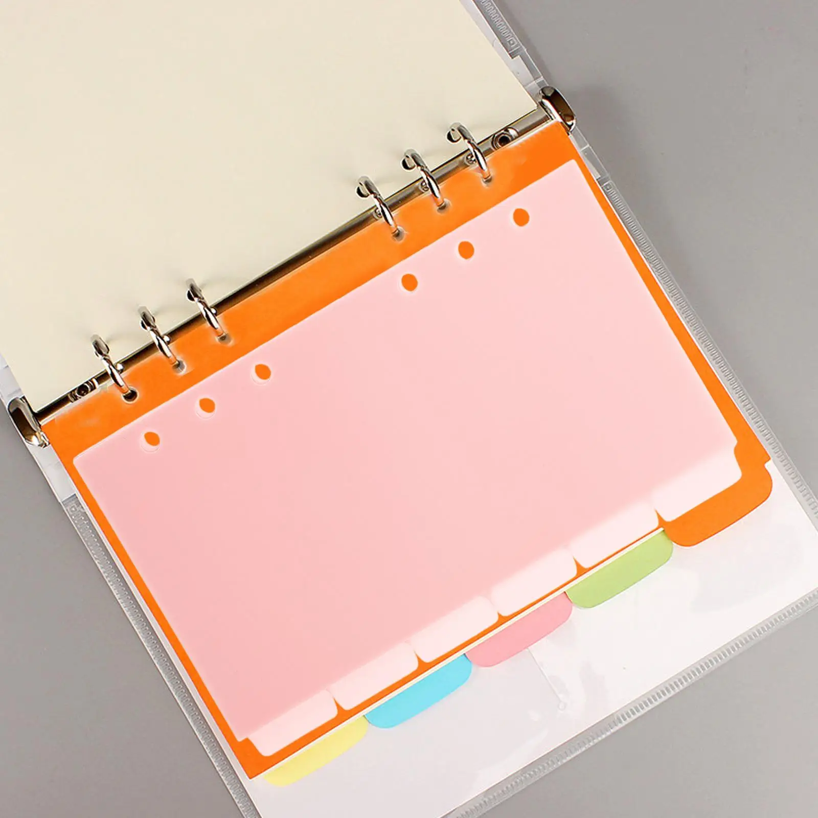 Separadores de página de índice de 6 folhas a6 roxo pp divisores de folhas soltas suprimentos para notebook abas de plástico fichário ganizers