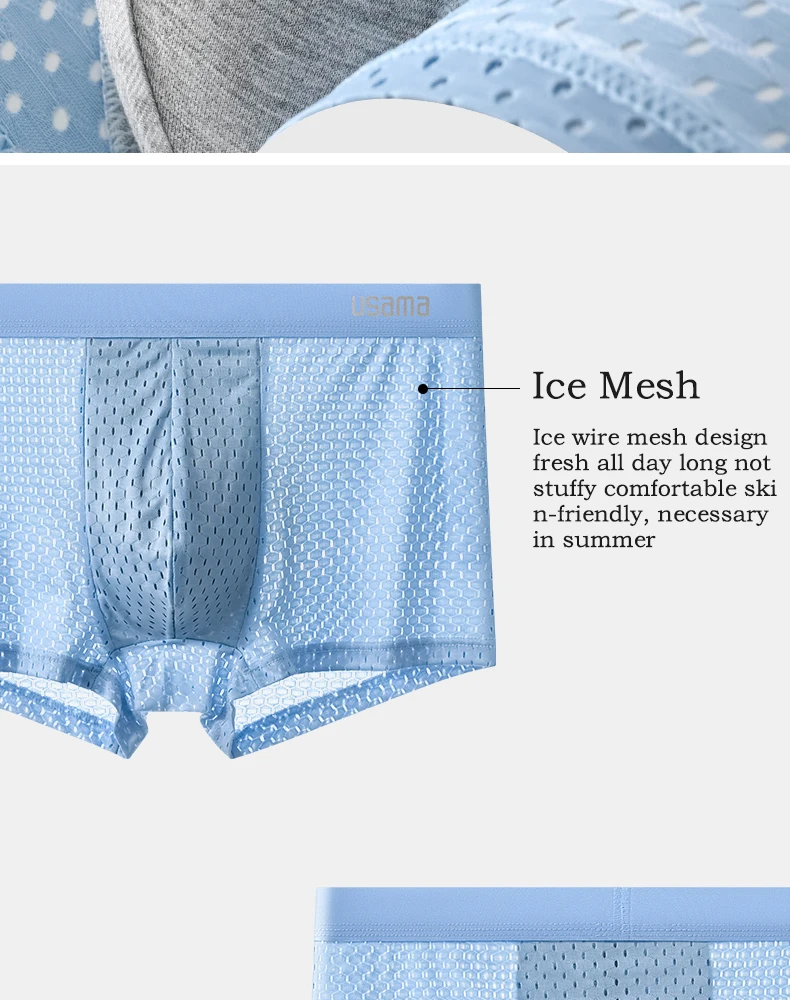 4 stücke Herren Boxershorts Eis Seide Unterwäsche plus Größe Unterhosen cool atmungsaktiv sexy schlanke Höschen Mesh Dessous Großhandel Lose – Detail 9