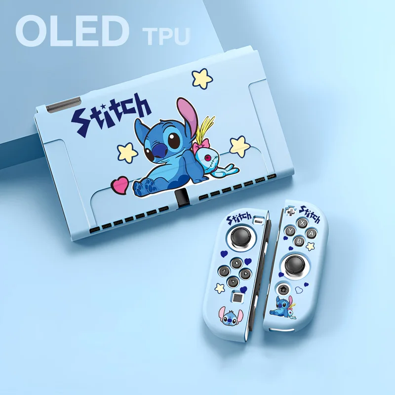 مناسبة لحافظة SWITCH OLED Stitch Mickey الواقية، غلاف ناعم مطلي بالألوان OLED من النوع المنفصل، غلاف ألوان بلوري من مادة TPU