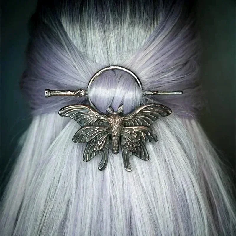 Vintage Gothic Nordic Hair Stick – Blue Stone and Butterfly Metal Hair Sticks or Bun Holder 5