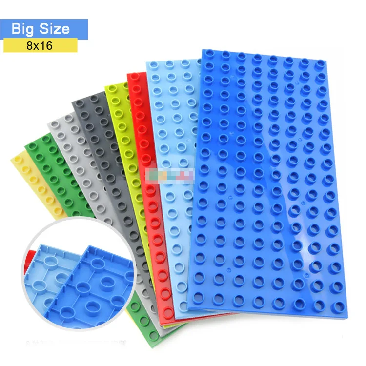 8x16 Dots  Building Blocks BasePlates for Big Size Bricks Plate Assembly Two-sided Base Plate Compatible with Lego Duplo Bricks