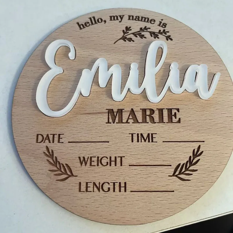 Personalized Baby Name Announcement Sign Custom 3D Wood Baby Name Plaque Newborn Gift Idea Nursery Decoration Baby Arrival