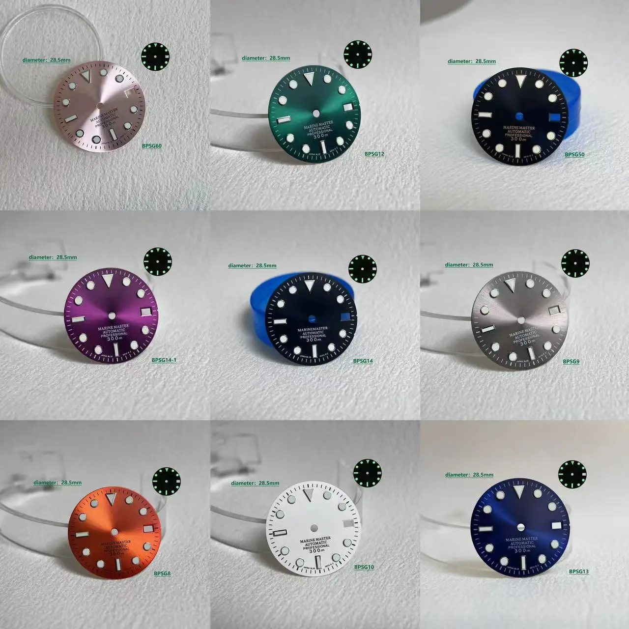 

28.5mm Green Luminous Single date s logo Dial Watch Hands S Dial Face Parts for SUB NH35 Movement Watch Accessories 29mm s dial