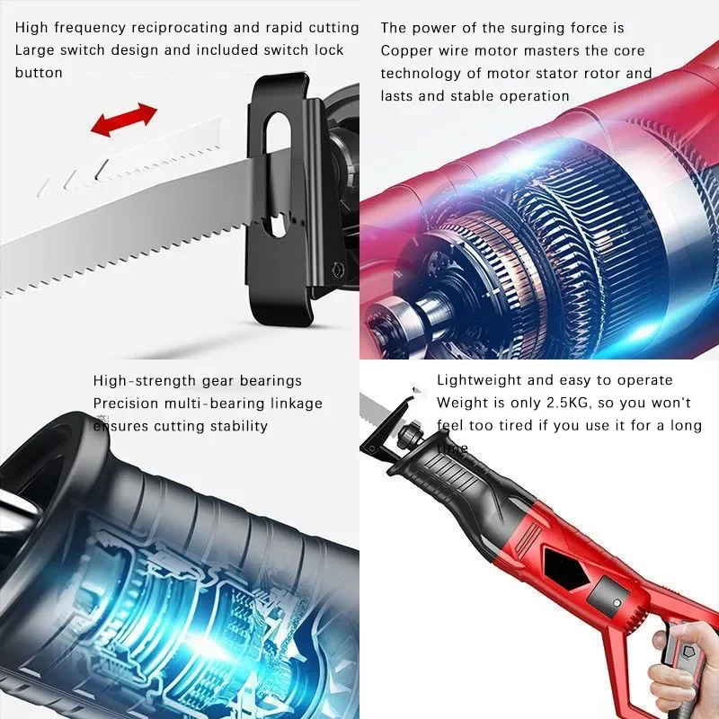 3800 واط عالية الطاقة متعددة الوظائف المنزلية الكهربائية الترددية المنشار العالمي المنشار النجارة تسجيل المصافحة المنشار