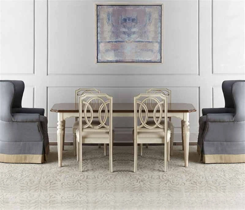 Custom furniture dining room retro rectangular six-person dining table solid wood oak dining table  chair