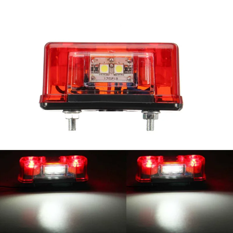 New Led License Number Plate Light 12V 24V Red Waterproof Universal Car Truck Lorry Trailer Tail Light License Plate Lamp