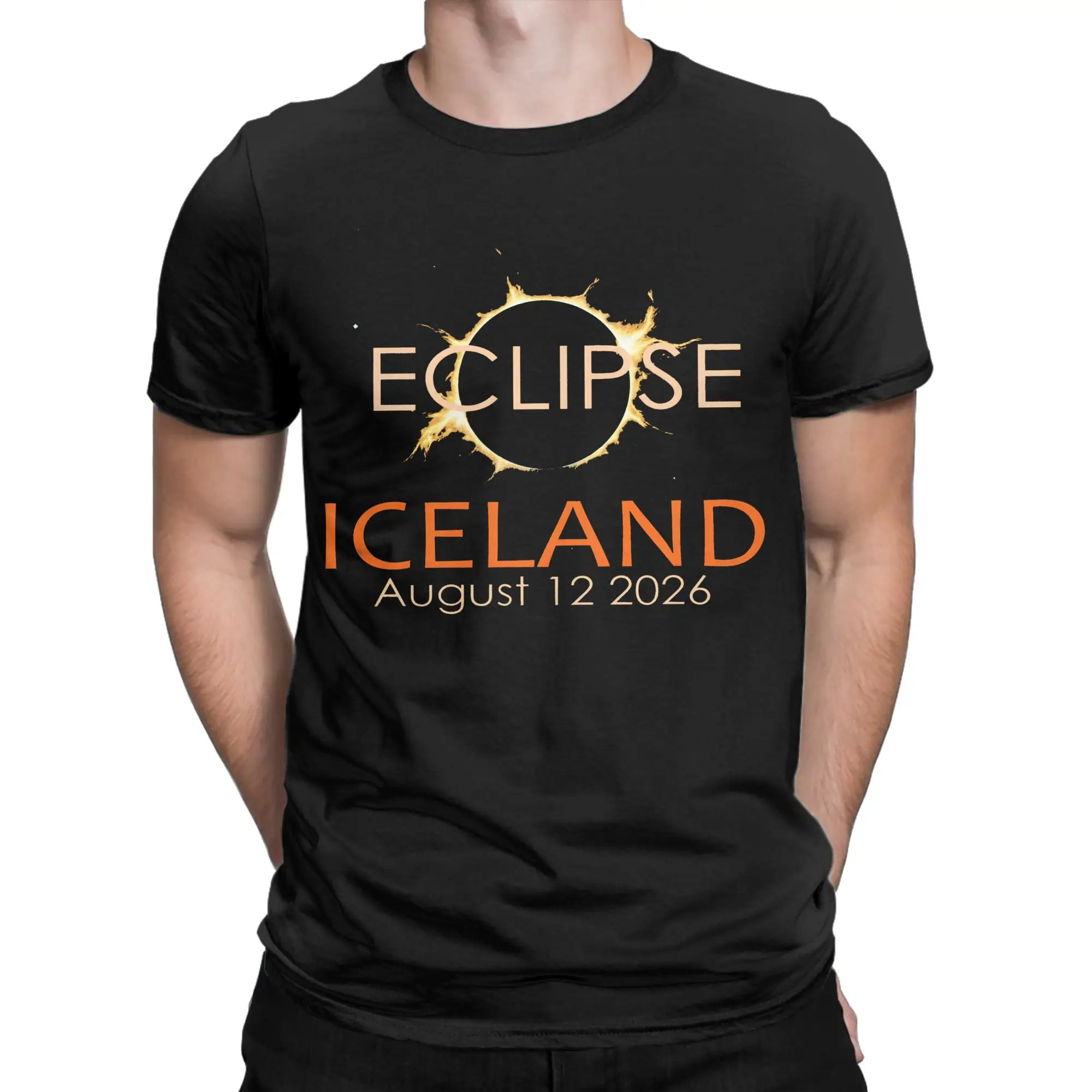 Print Solar Eclipse Iceland 08 12 26 Total Eclipse Iceland T-Shirt For Men Women Short Sleeve Tops  Cotton Summer Clothing