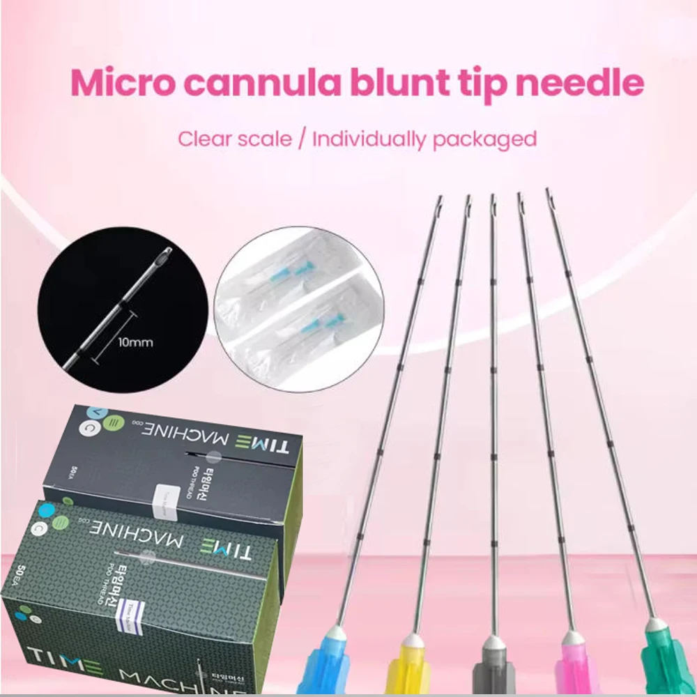 

50pcs Disposable Blunt Tip Cannula Needle For Filler Injection 18G 21G 22G 23G 25G 27G 30G Uric Acid Facial Filling Nose 1 box