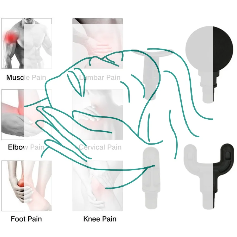 

4 шт. сменных насадок для массажного пистолета, различные насадки для массажа мышц, аксессуары для массажного пистолета для глубокого массажа тканей.