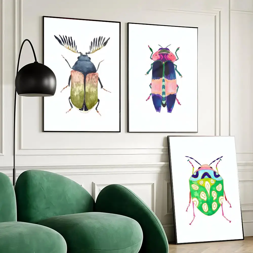 Colorful Insect Painting Calligraphy Canvas Painting Art for Bedroom Living Room Home Decor Wall Decoration Decals Gift