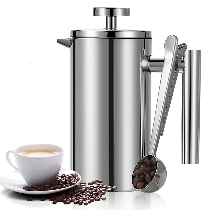 Cafetera de 350ml/600ml, cafetera de prensa francesa, cafetera aislada de doble pared de acero inoxidable