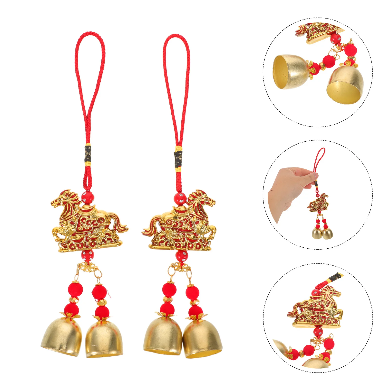 

2Pcs 2026 Chinese New Year Horse Windchime Pendant Spring Festival Ornaments Traditional Festive Decor Feng Shui Hanging