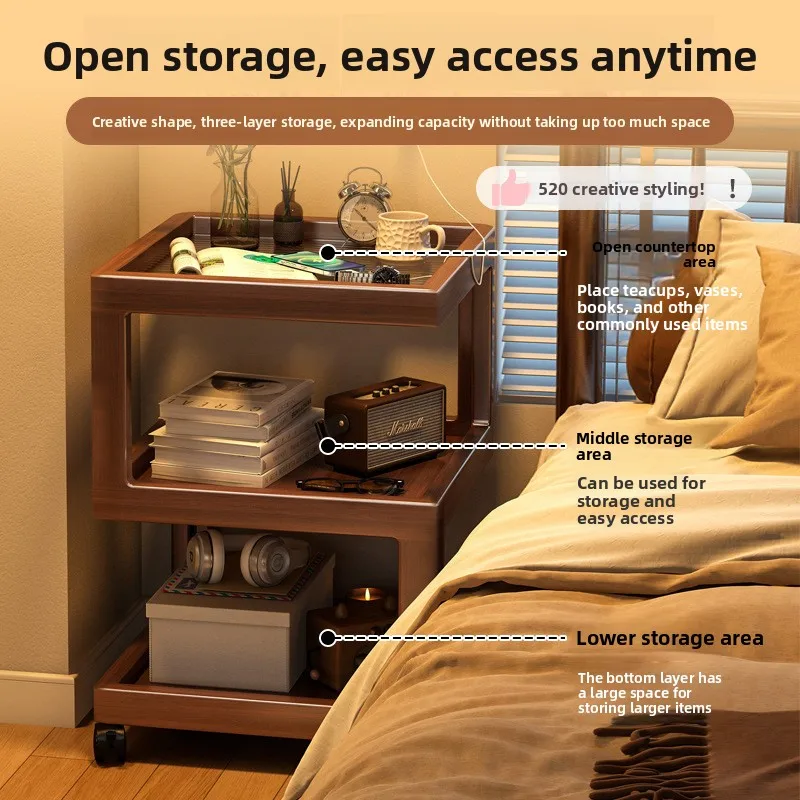 New Bedside Table, Household Living Room, Sofa Side Shelves, Bedroom Bedside Removable Cabinet Nightstand Furniture Bedroom image 2