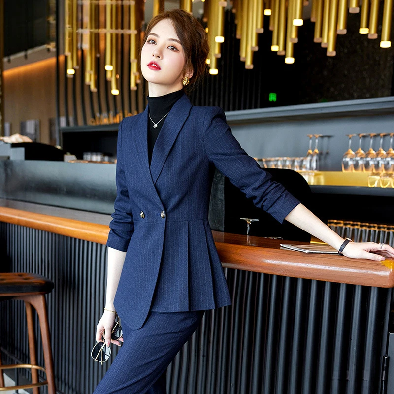 

2026 New Korean Style Women's Long Sleeve Professional Suit Formal Trousers Set for Interview Sales Workwear