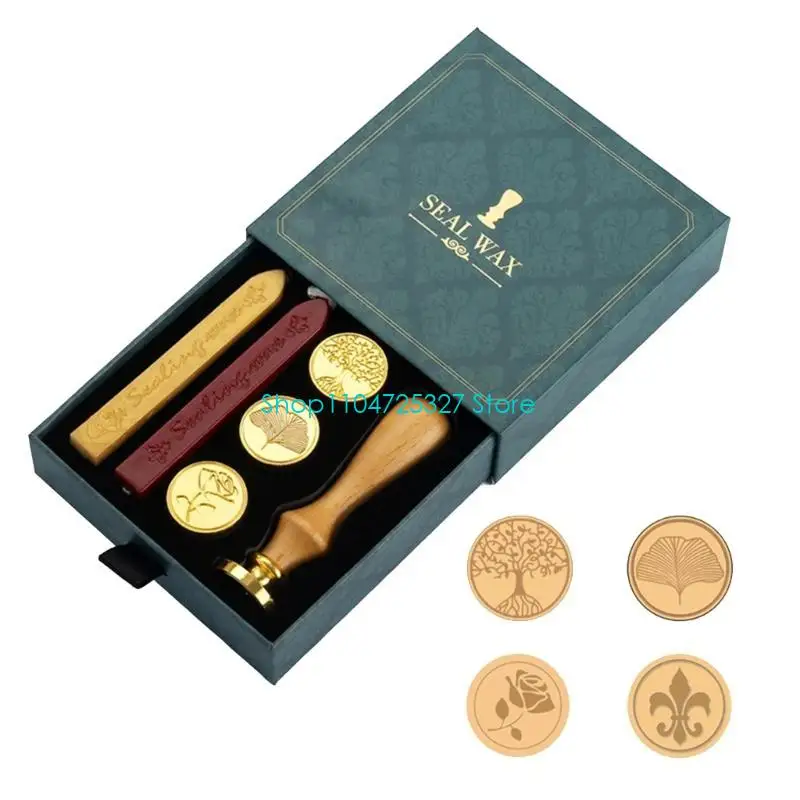 

D8KF Набор штампов с сургучной печатью, головки сургучных штампов с деревянной ручкой, наборы подарочных коробок для печати