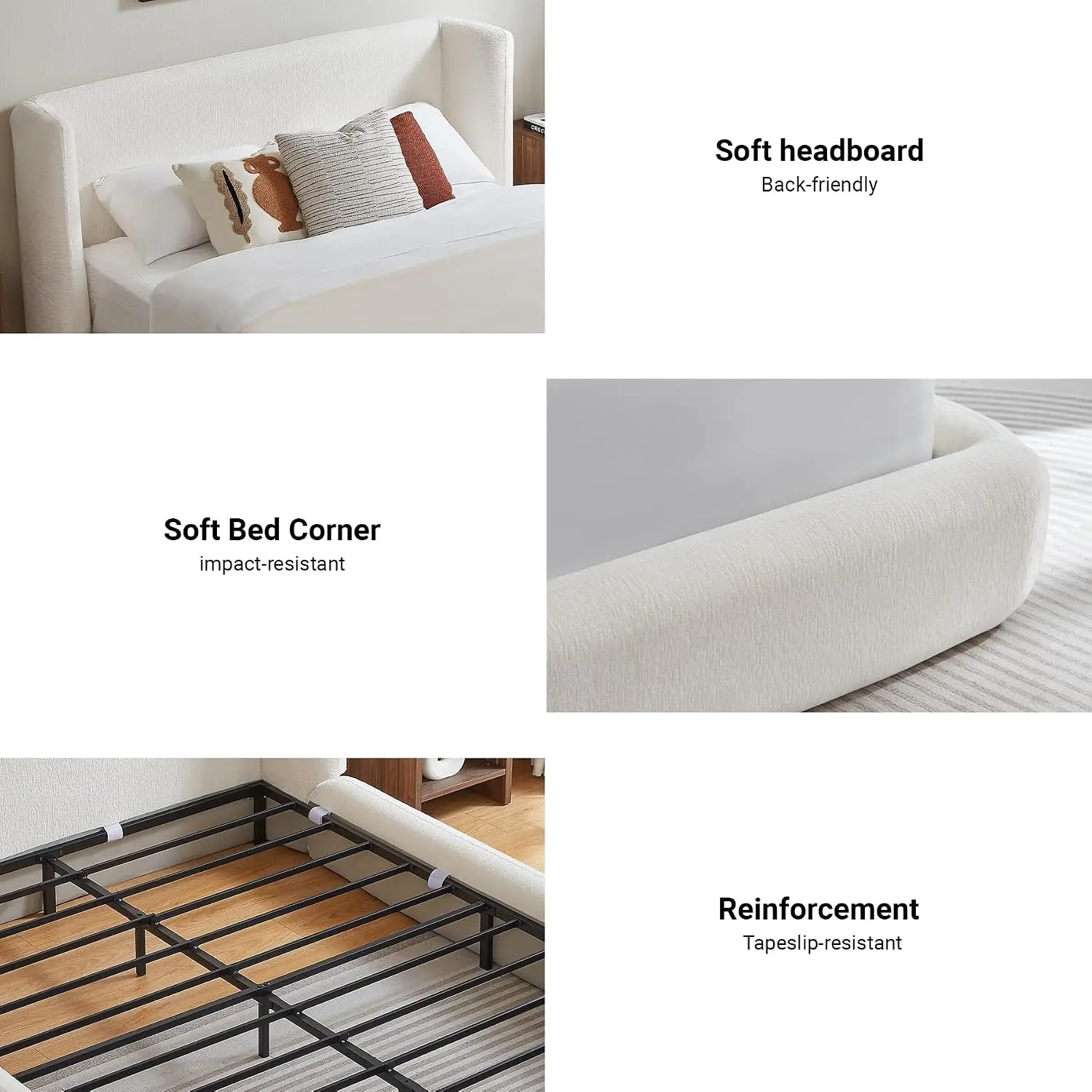 Upholstered Platform Bed Frame Wingback Headboard Cloud Support No Box Spring Needed, Customized