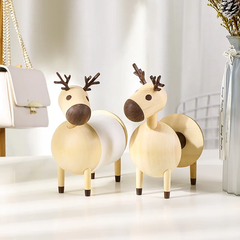 

Elk Roll Paper Holder Wood Paper Towel Wood Crafts Decorative Ornament Vertical Dining Table Kitchen Paper Towel Holder