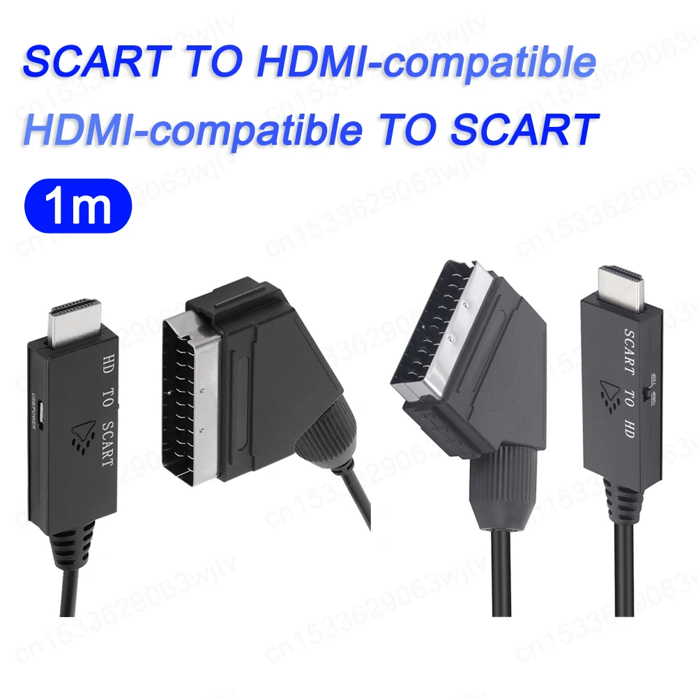 Adaptador de Cable de Audio y vídeo para HDTV/DVD, convertidor Scart a HDMI, HD 1080p, Compatible con HDMI