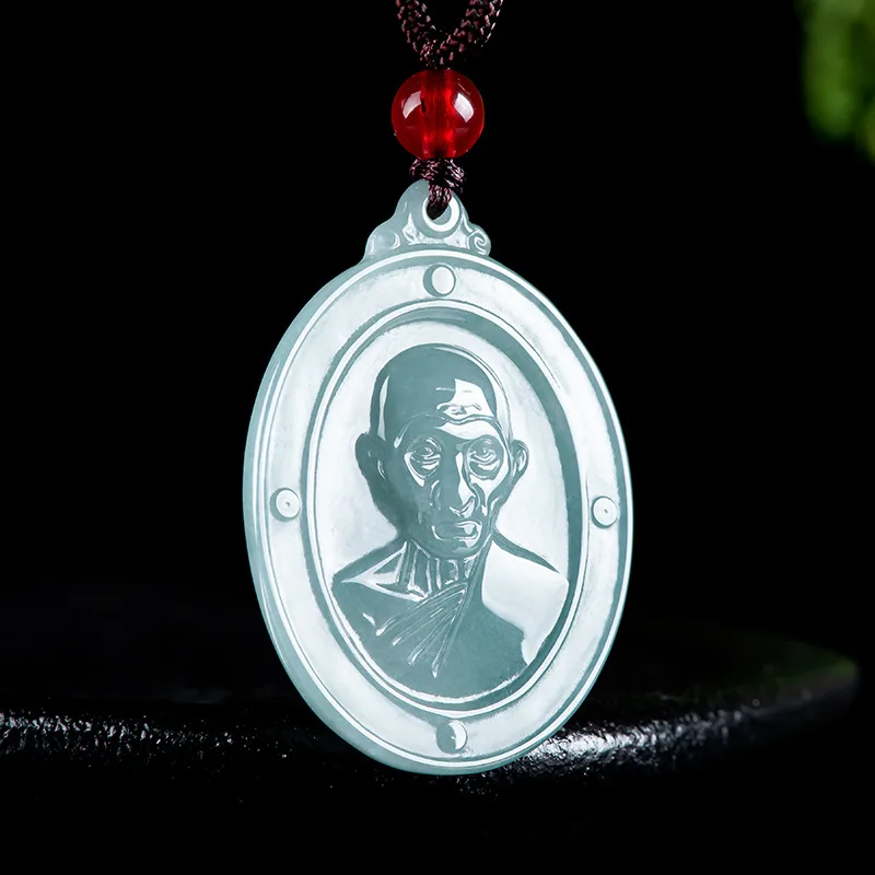 Fashionable natural A-grade jade blue water dragon Po Ruifo brand Southeast Asia Thailand God of Wealth neutral jade pendant