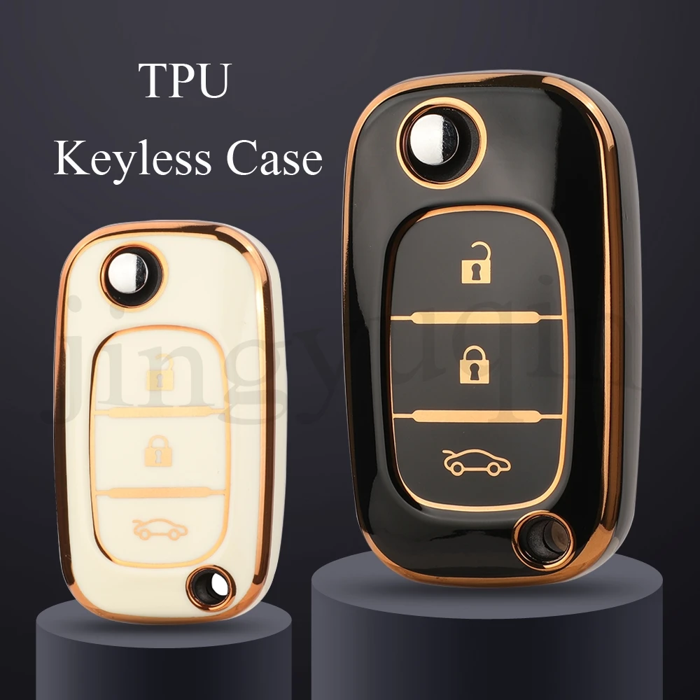 Jingyuqin 3 Buttons Soft TPU Key Case For Renault Fluence Clio Megane Kangoo Lacia LADA Largus Kalina Granta Benz Smart fortwo