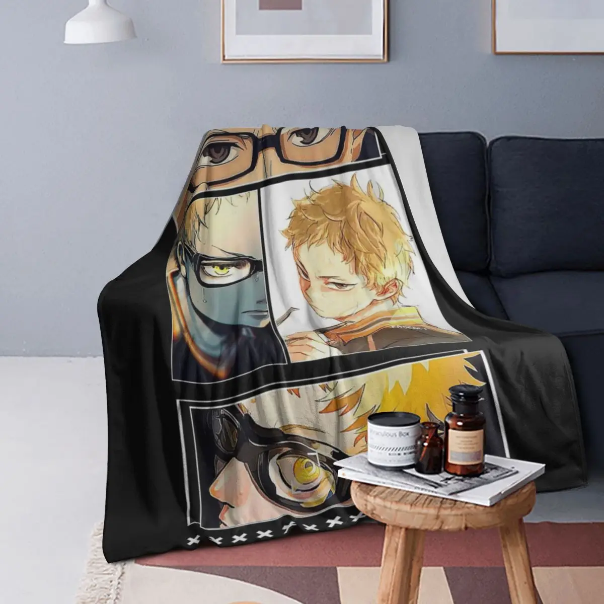 

Haikyuu - Tsukishima Manga Blanket Soft Warm Flannel Throw Blanket Cover for Bed Living room Picnic Travel Home Couch