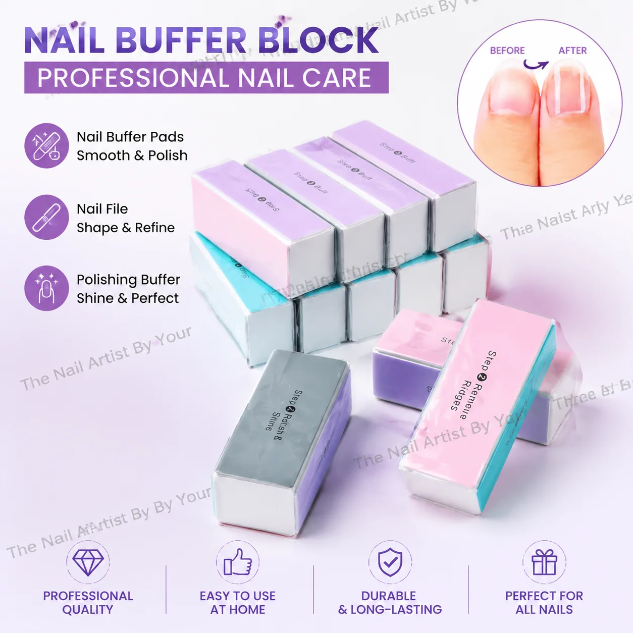 1/12 Piezas Bloques Pulidores de Uñas, Limas y Pulidores para Suavizar y Dar Brillo, Limas de Uñas Profesionales para Uso Doméstico y en Salones de Belleza DIY