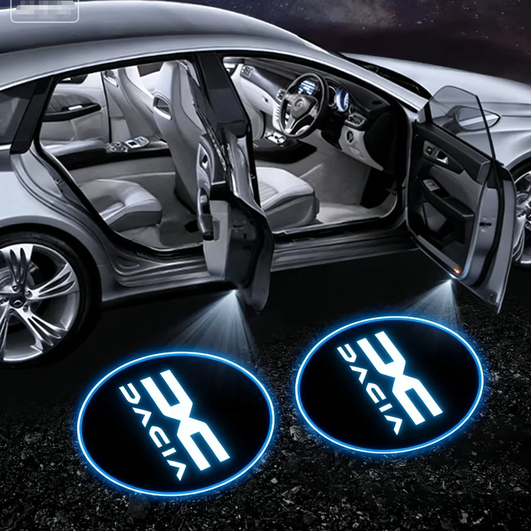 Auto-Türbeleuchtung für Dacia Duster Logan Sandero Jogger Schlüsselanhänger MCV Logo Geister-Schatten-LED-Atmosphärenlicht Universell passend