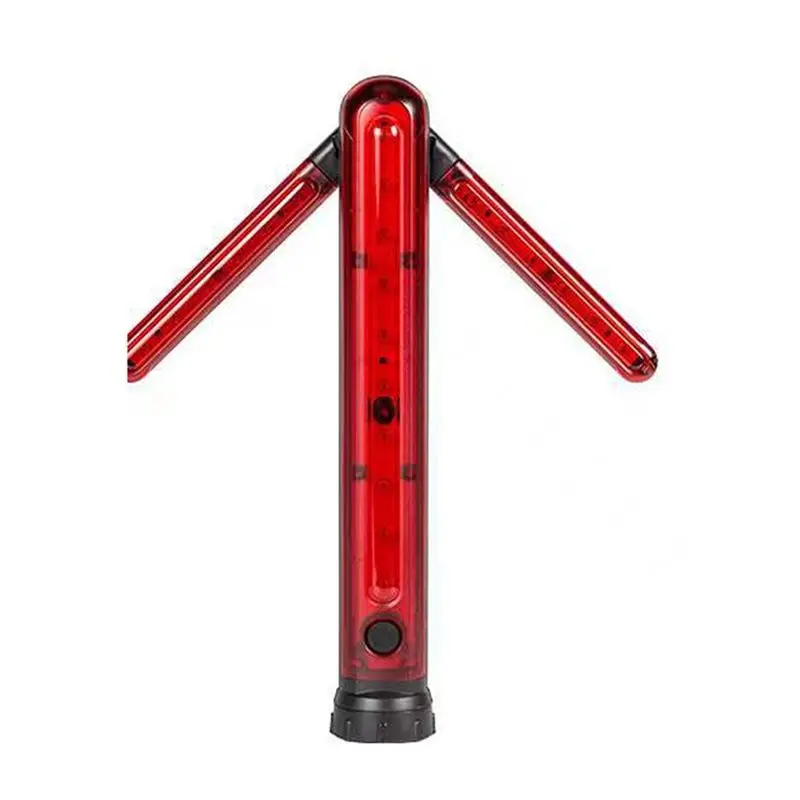 LED Traffic Safety Baton - Telescopic Handheld Warning Light & Emergency Signal Road Flare Stick Red/Black