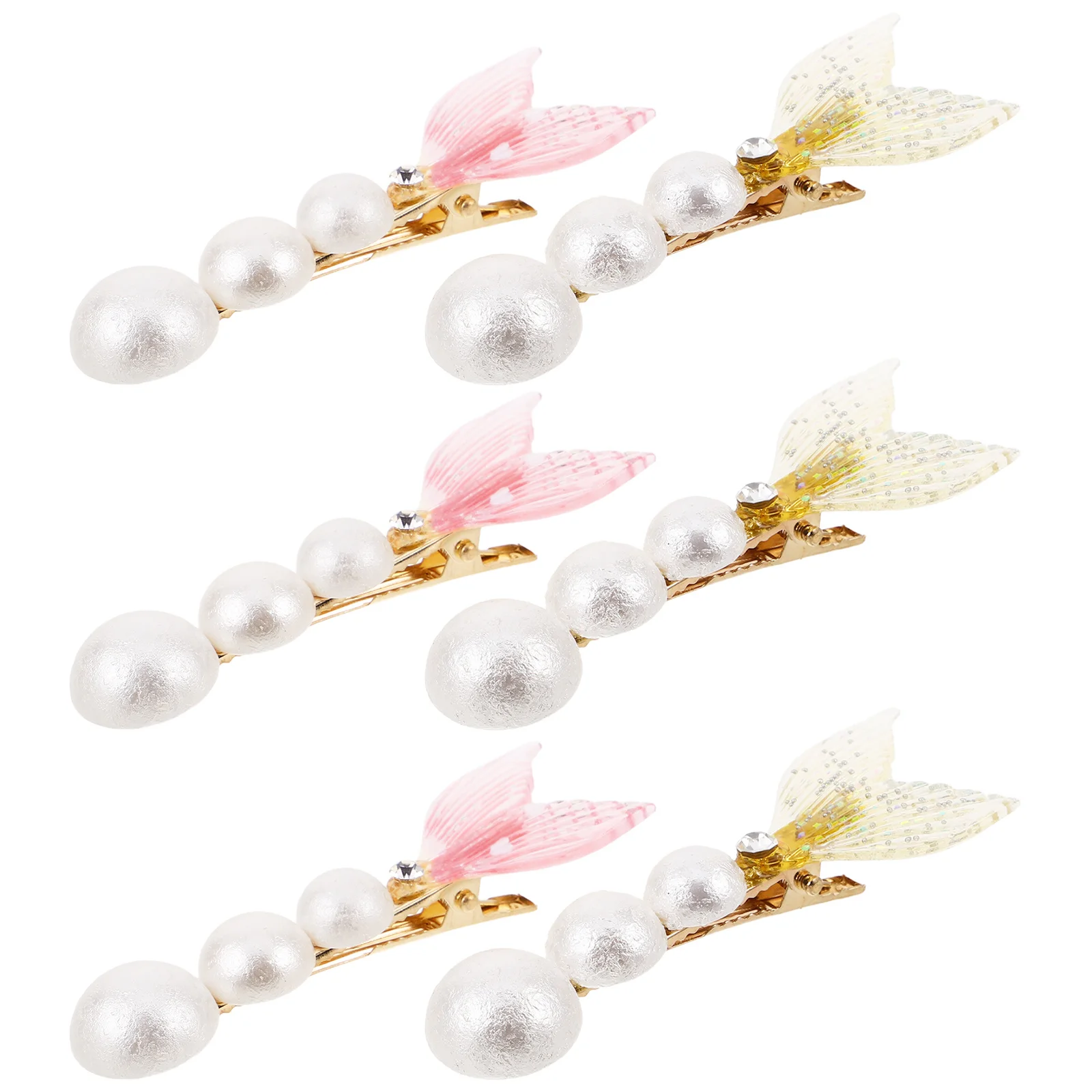 6 個キラキララインストーンマーメイドテールヘアクリップ真珠かわいい魚デザインアクセサリースタイリング女性女の子ヘアピン女性のための