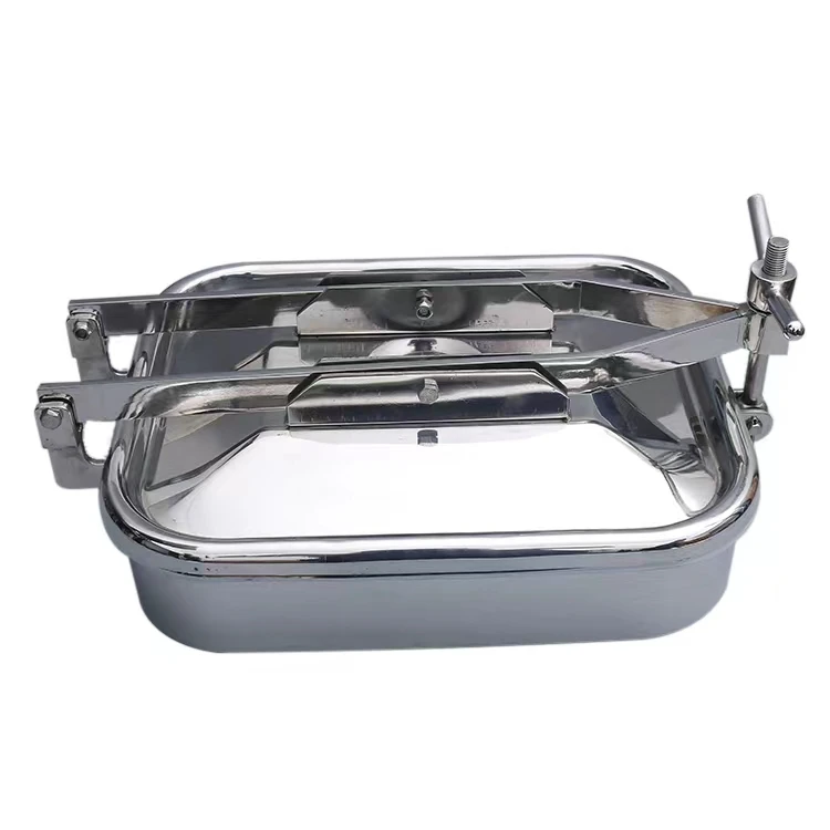 

Stainless steel square hand hole 304 sanitary grade manhole rectangular manhole cover 316 quick opening manhole door feeding obs
