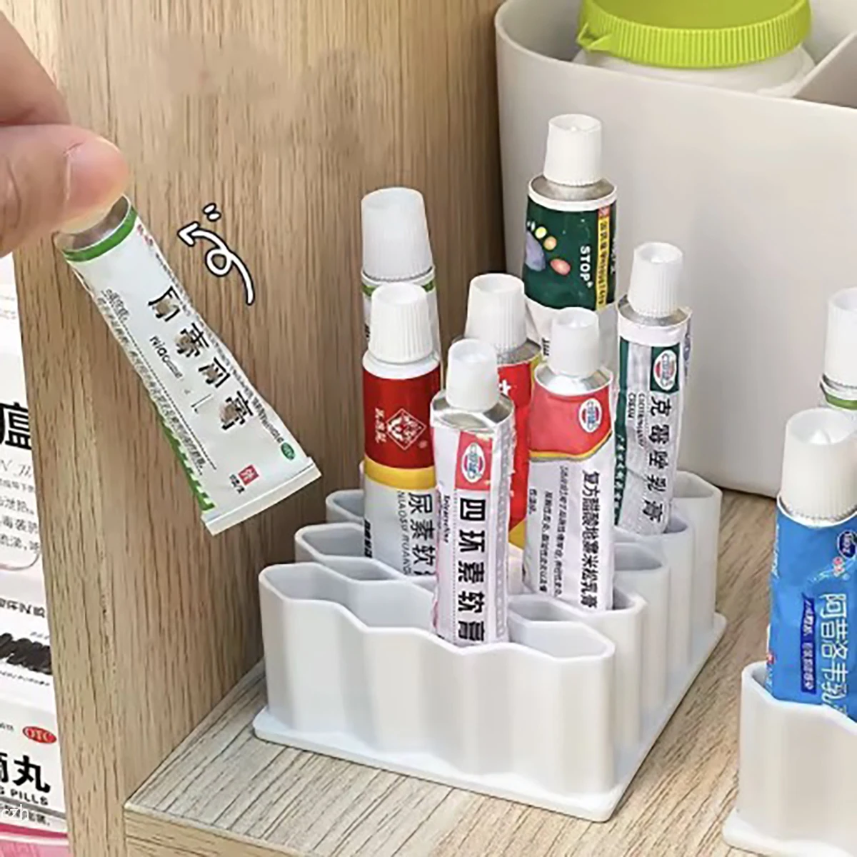 Ointment Holder Desktop Ointment Stand plastic Material Cosmetics Storage Rack Pen Holder Home Ointment Compartment Organizer image 4