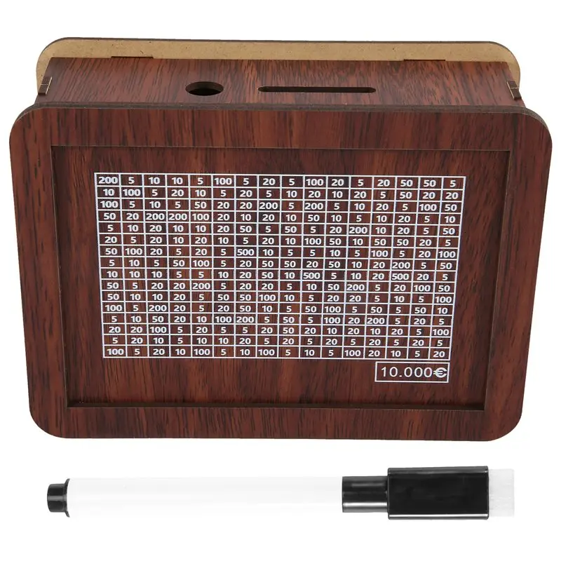 NEW HOT In Stock-1 PCS Retro Money Box Japanese Piggy Bank With Counter Coin Boxes Wooden Children Piggy Bank Budget,10000 Euros