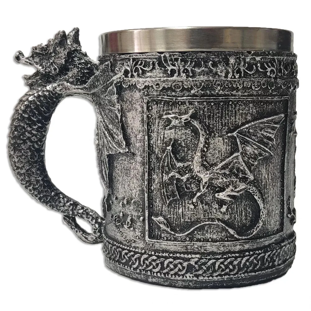 

Creative Viking Pirate Beer Mug - Resin & Stainless Steel Embossed Stein Mug, Coffee Mug & Ideal Valentine's Day Gift