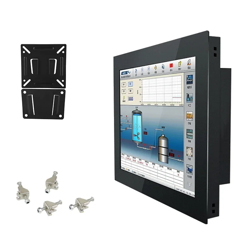 17.3 Inch Industrial Monitor control Display LCD Screen VGA HDMI DVI USB Resistive Touch Screen Buckles Mounting 1366*768