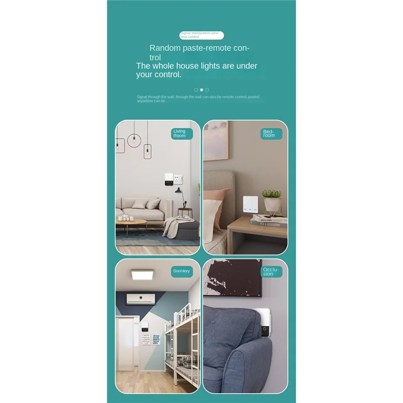 ABGI-Wiring Free Notepaper Dormitory Upper Wall Wireless Remote Control Switch Panel Automatic Light Off Handy Gadget