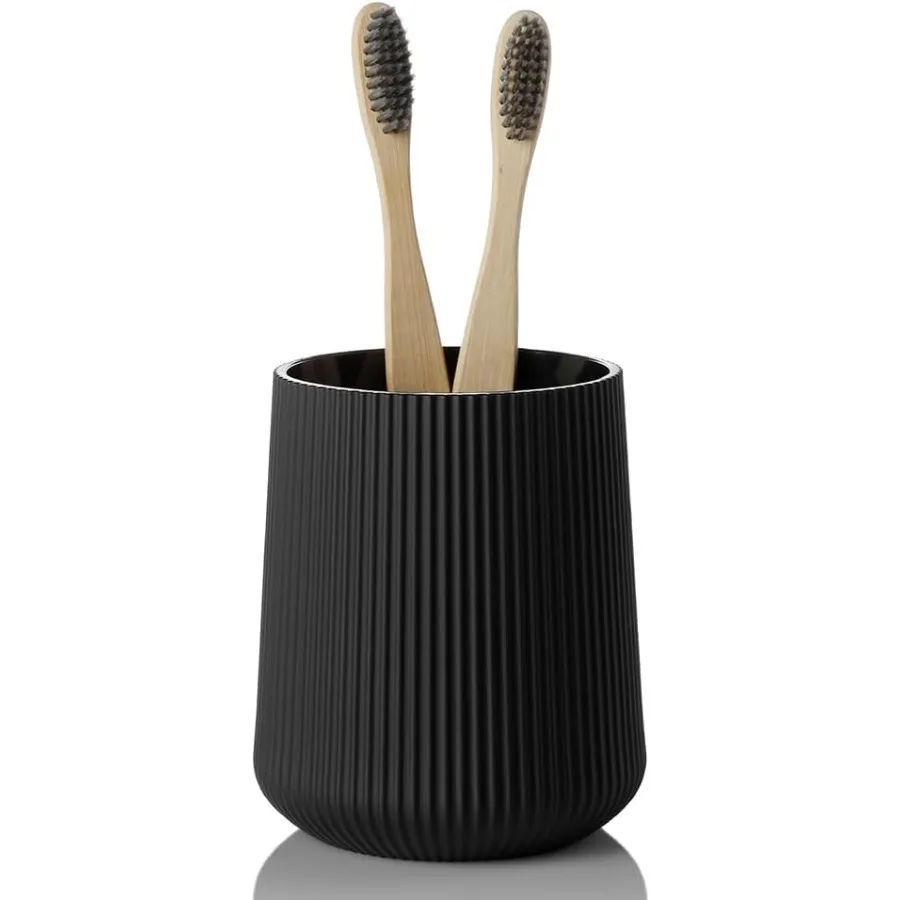 

Black Striped Toothbrush Holder for Electric Toothbrushes Bathroom Organizer for Toothpaste and Adults