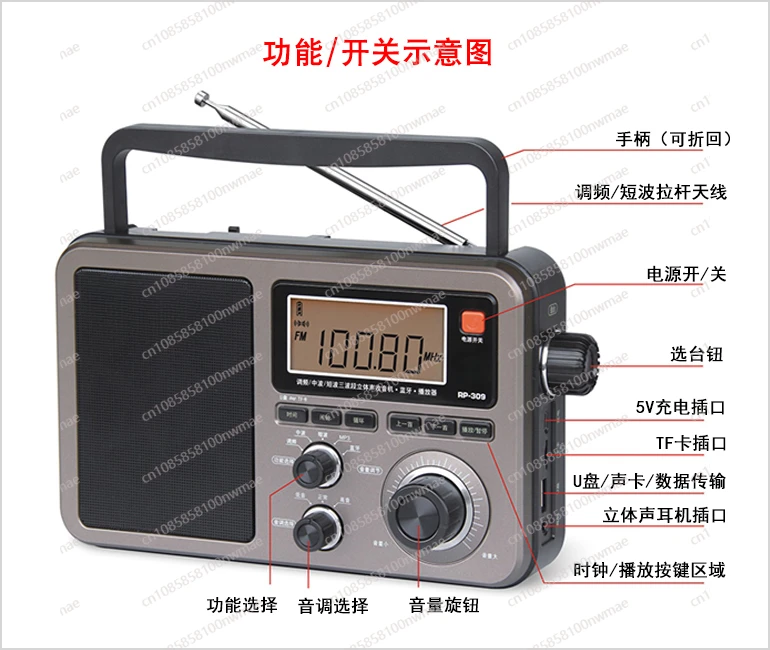 

Портативное цифровое радио с DSP-демодуляцией/Bluetooth-колонка/цифровой плеер RP-309