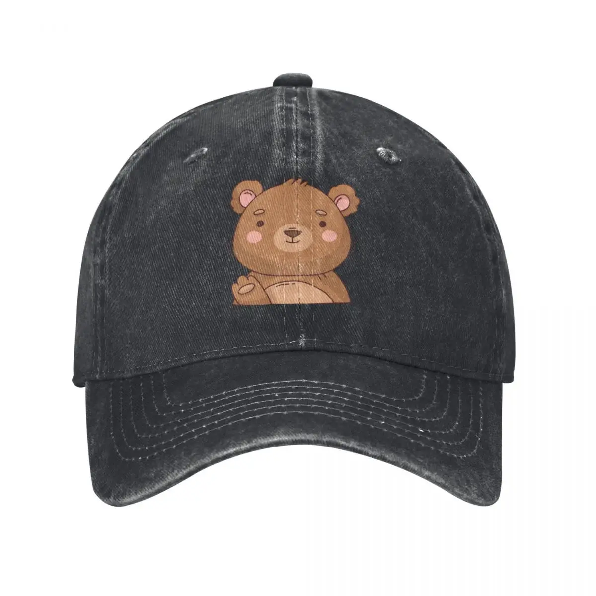 

Cute Lovely Bear Baseball Caps Vintage Denim Washed Headwear Unisex Style Outdoor Running Hats