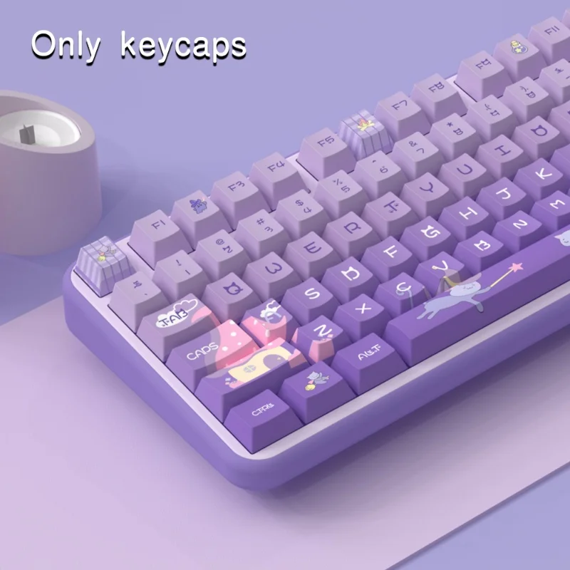 Imagem -02 - Meow Castelo Imortal Keycaps Temáticos Taro Leite Roxo Original Pbt Teclado Mecânico Compatível Compatível com Mk750 Cmk98 Teclado Ciy68mechanical 158key Perfumado