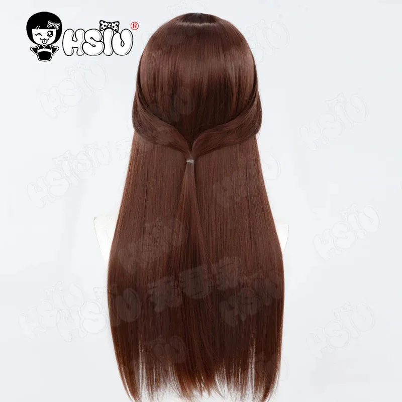 CyHakurei Reimu شعر مستعار تأثيري الألياف شعر مستعار اصطناعي 「HSIU」 60 سنتيمتر بني داكن طويل شعر مستعار + غطاء شعر مستعار أنيمي Touhou مشروع Hakurei Reimu شعر مستعار